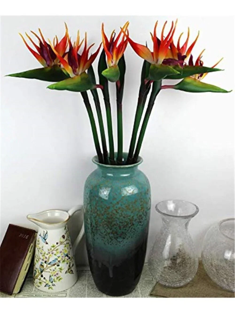 Artificial Bird of Paradise Flower 32 Inch UV Resistant Faux Tropical Plant Set